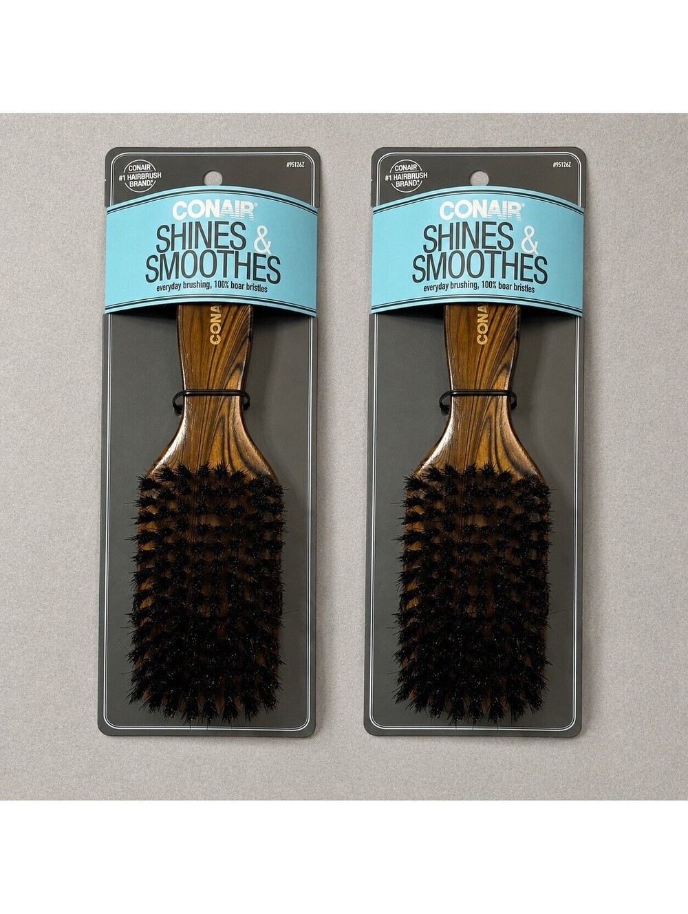 Conair Shines & Smoothes Everyday 100% Natural Boar Bristle Hair Brush - 2 Pack